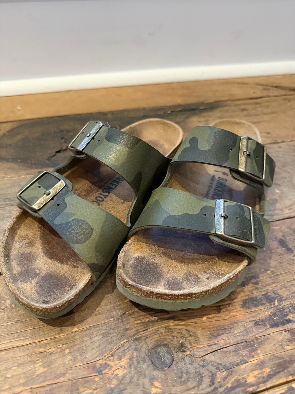 Birkenstock Camo Double-Buckle Slide Sandals - Olive Green